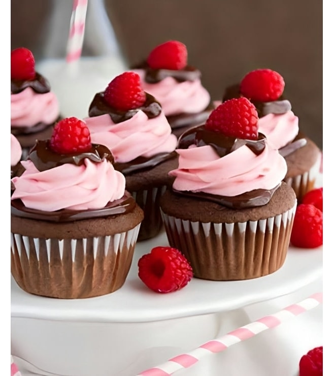 Raspberry Chocolate Dozen Cupcakes, Birthday