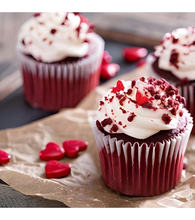 Red Velvet Hearts Dozen Cupcakes