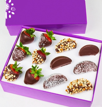 Chocolate Dipped Apples and Strawberries - Mixed Toppings Box