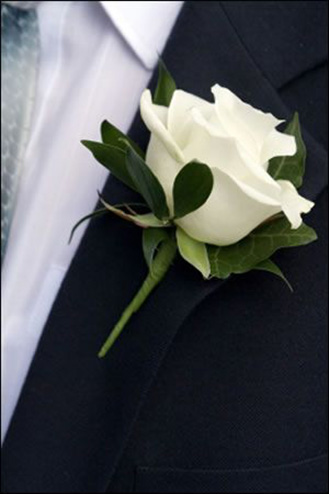 White Wedding Boutonniere