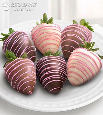 Pink Drizzles - 6 Chocolate Dipped Strawberries