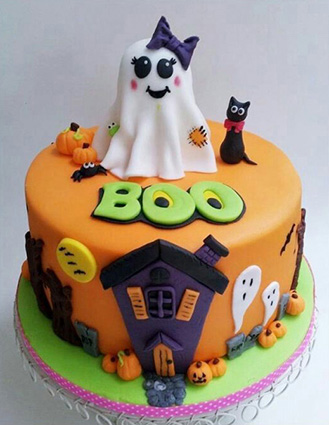 Adorable Ghosts Halloween Cake