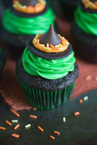Green Goo Witch Hat Cupcakes