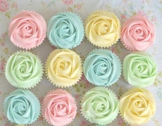 Pastel Rainbow Swirls Dozen Cupcakes