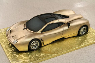 Metallic Gold Sports Car Cake