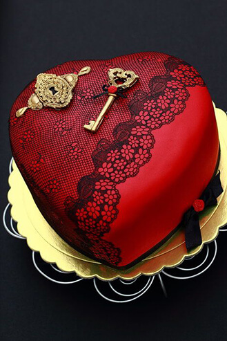 Key and Locket Heart Cake