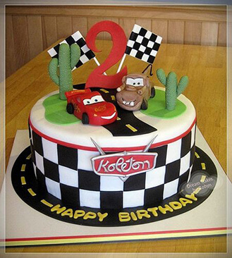 Mater and McQueen Desert Race Cake