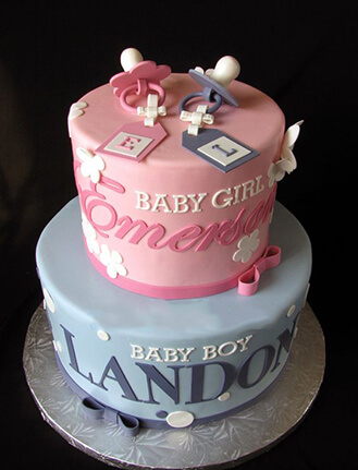 Boy & Girl Twins Tiered Cake
