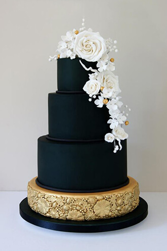 Luscious Black and Gold Stack Wedding Cake