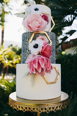 Abstract Rose Stack Wedding Cake