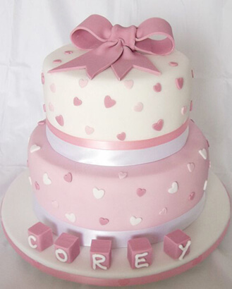 Polka Hearts Baby Cake