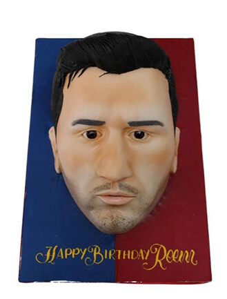 Messi Blue and Red Face Cake