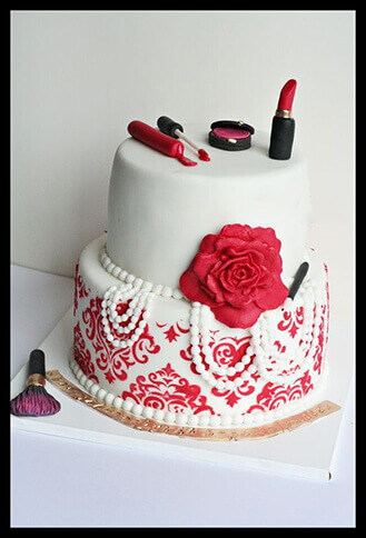 Makeup & Beauty 2 Tiered Cake