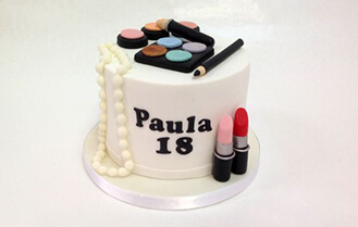 Makeup and Pearl Necklace Cake