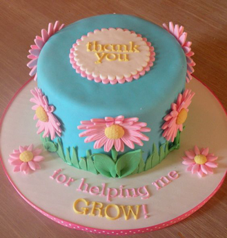 Pink Daisies Thank You Cake