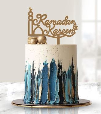 Blue Abstract Ramadan Cake