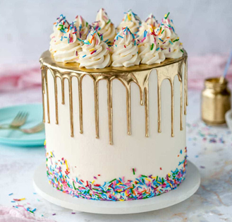 Golden Drip Sprinkle Cake