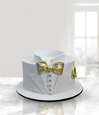 Stylish White Tuxedo Cake