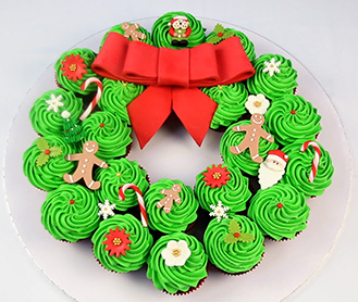 Christmas Wreath Dozen Cupcakes