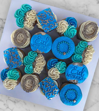 Serene Blue Eid Cupcakes