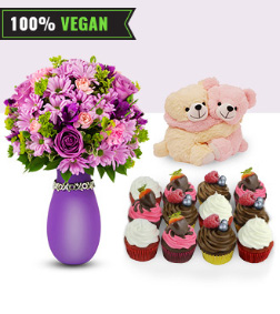 You & Me - Lovely Bouquet, Vegan Cupcakes, Teddy Bears