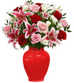 Red Rose and Lily Bouquet