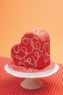 Elegant Beaded Heart Cake