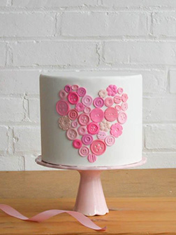 Simplistic Button Heart Cake