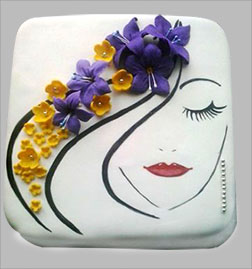 Floral Veil Women's Day Cake