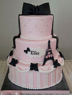 Paris in Pink Tiered Cake