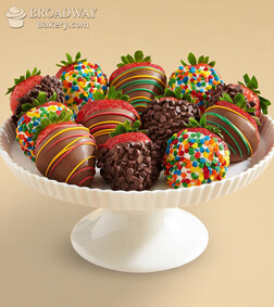 'Berry' Happy Birthday - Hand Dipped Dozen Strawberries, Chocolate Covered Strawberries