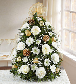 Glistening Gold Flower Tree, Christmas Gifts