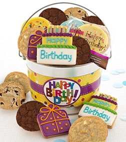 Happy Birthday Frosted & Crunchy Cookie Pail, Food Gifts