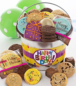 Happy Birthday Treats Pail, Cookies & Brownies