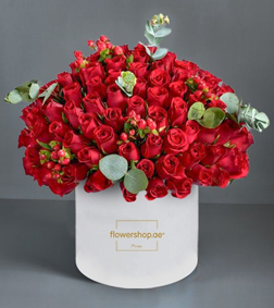 Majestic Red Rose Hatbox