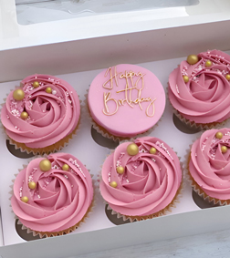 Pink Golden Swirl Cupcakes