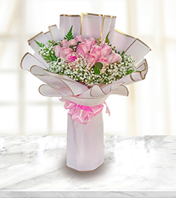 Elegant Pink Rose Hand-tied