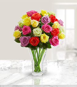 Nachtmann Calypso Vase Multicolor Roses Bouquet - VASE INCLUDED