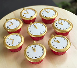 Gold Watches New Year Cupcakes