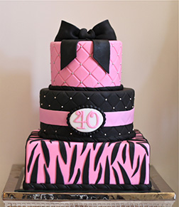 Pink and Black Tier Print Cake