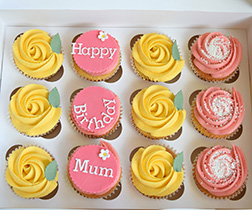 Sunny Swirls Birthday Cupcakes