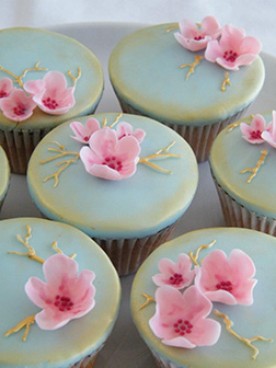 Intricate Cherry Blossoms Dozen Cupcakes