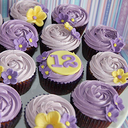 Purple Swirls Floral Dozen Cupcakes