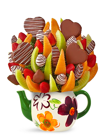 Chocolate Heart Drizzle Fruit Bouquet