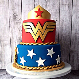 Wonder Woman Colors Tiered Cake