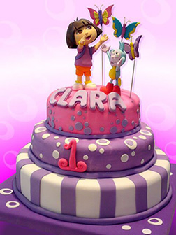 Dora and Boots Catching Butterflies Cake