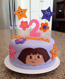 Dora the Explorer Purple Round Cake