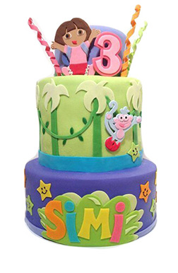 Dora the Explorer Tiered Jungle Adventure Cake