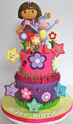 Dora the Explorer Star Explosion Cake