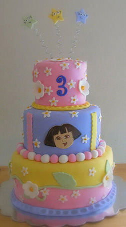 Dora the Explorer Tiered Pastel Birthday Cake